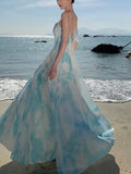 KYLETHOMASW  -  Sexy Spaghetti Strap Womens Dresses Elegant Slash Neck Sleeveless Party Dress Summer Fashion Holiday Beach Vestidos A-line Robe