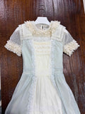KYLETHOMASW  -  Summer Sweet Lolita Midi Dress Women Lace Trim Puff Sleeve Ruffle High Waist Princess Tiered Skirt Kawaii Japanese Fashion Party