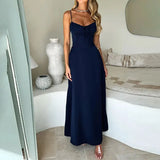 KYLETHOMASW  -  Women's Clothing Spring New Style Elegant Tie-Waist A-Line Solid Color Mid-Length Dress