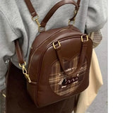 KYLETHOMASW  -  Cute Dachshund Backpack Women Retro Plaid Patchwork Large Capacity Daypack Ladies Student Multi Function Versatile Shoulder Bags