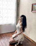 KYLETHOMASW  -  Y2K Irregular Mini Dress Women Harajuku Aesthetic Lace Patchwork White Dresses Summer Korean Design Bodycon Vestidos New