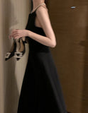 KYLETHOMASW  -  Elegant White Midi Dress Women Vintage Party Prom Spaghetti Strap Black Dresses Korean Formal Occasion Bodycon Vestidos