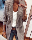 KYLETHOMASW  -  England Double Breasted Casual Blazer Mujer Women Blazers Ins Fashion Blogger Retro Plaid Blazer WomenAnd Jackets