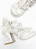 KYLETHOMASW  -  Original Lo Shoes Spring and Autumn New Fashion Round Toe Bow Sweet Cute Japanese Style Thick Sole High Heel Women's Pumps