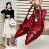 KYLETHOMASW  -  New Design Backless Bow Women High Heels Sexy Pointed Thin Heel Stripper Plus Size 35-43