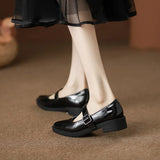 KYLETHOMASW  -  Patent Leather Buckle Strap Oxfords Woman Pointed Toe Shoes Low Heel Flats Ladies Mary Janes Lolita Derby Loafers Femme Sneakers