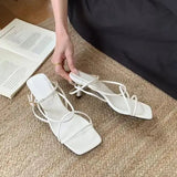 KYLETHOMASW  -  Fashion Womens Shoes 2025 Sandals Stiletto Heels Suit Female Beige All-Match Luxury Girls Low New Comfort High Retro Summer