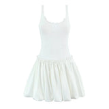 KYLETHOMASW  -  Pretty Girl O Neck Sleeveless Bow Bud Mini Dress Women Fit And Flare Slim Summer Dresses Red White Tank Sexy Sweet Robe