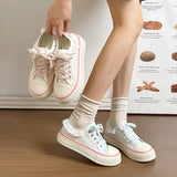 KYLETHOMASW  -  New Versatile Low-Top Soft-Soled Casual Sneakers Summer Polka Dot Lace Breathable Thick-Soled Canvas Shoes for Women