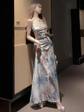 KYLETHOMASW  -  Temperament Dresses Women Sexy Floral Printed Fashion Sleeveless Slim Vintage Elegant Party Dress Elegant Ladies Backless