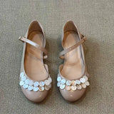 KYLETHOMASW  -  New Golden Shell Decor Mary Jane Flats,Metallic Glitter Party Casual Shoes for Women Daily Dress,sapatos Femininos Elegante