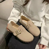 KYLETHOMASW  -  Faux Suede Leather Loafers Women Rivet Belt Flats Mocasines Ladies Garden Shoes Clogs Barefoot Tabis Comfy Slip On Walking Shoes