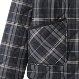 KYLETHOMASW  -  Ethnic Women Gray Plaid Wave Quilting Full Sleeve Loose Coat Outerwear Autumn Winter Covered Buttons O Collar Quilted Jacket