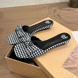 KYLETHOMASW  -  Bow Women Slippers Elegant Wedges Shoes Casual Beach Sandals New Fashion Walking Flip Flops Dress Trend Mujer Sandalias