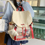 KYLETHOMASW  -  Japanese Cute Nylon Transparent PVC Ita Bag Large Capacity Storage Bag Student Schoolbag Travel Backpack School Satchels