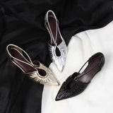 KYLETHOMASW  -  Women Pointed Hollow Pleated Flat Shoes Outdoor Shallow Casual Sandals Comfortable Breathable Fashionable Women Shoes New