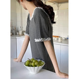 KYLETHOMASW  -  Women's Modal Lace Trim Nightgown Criss Back Loose Sleepwear Summer