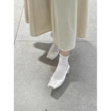 KYLETHOMASW  -  Elegant satin bow square-toed open-back sandals for women, spring collection, gentle elastic strap high-heeled shoes