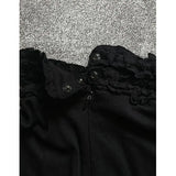 KYLETHOMASW  -  Short Sleeve Bow Lace Mini Dress Cinch Waist Sweet Spicy Black Dress Japanese E-girl Gothic Vintage Dress Women Half High Neck