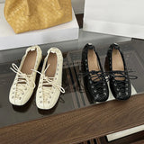 KYLETHOMASW  -  Fashionable Women's ballerina Flat Footwear Spring Summer New Casual Lace-Up round Toe comfortable woman shoes Ladies loafers