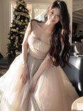 KYLETHOMASW  -  Fairycore White Princess Dress Sweet Elegant Ball Gown Birthday Party Vestidos Gauze Bodycone Strapless Camisole Long Dresses