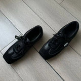 KYLETHOMASW  -  Retro Square Toe Ballet Sneaker Women Fashion Leather Patchwork Sports Shoes Casual Lace Up Belt Buckle Design Mary Jane Shoes