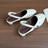 KYLETHOMASW  -  Hollow Women's Sandals Heels Slippers Beach Mules Shoes 2025 Summer Trend Chunky Leather Shoes Casual Flip Flops Mujer Slides