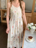 KYLETHOMASW  -  Bohemian Women Sweet Fresh Floral Vest Dress Summer 2025 New Style French Vacation Style Mid Length Vestidos