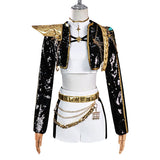 KYLETHOMASW  -  Rumi Zoey Mira Cosplay , Costume Wig Women Black Golden Suit Halloween Party Role Playing Outfit