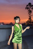 KYLETHOMASW  -  Sexy Set for Women's Summer Backless Halter Neck Camisole Hip Wrap Short Skirt Two-piece Set Fashion Female Clothes