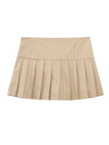 Kylethomasw  Summer Woman Stripe Slim Mini Skirts Side Zipper Solid Stripe Fashion Skirt Low Waist Pleated Skirt with Lining Shorts