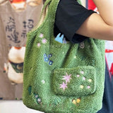 KYLETHOMASW  -  Lamb Velvet  Embroidered Sac Femme Daily Use Hand Bags for Woman Cartoon Cute Bolsos Mujer Hot Sale Popular Bag Bolsas Bolsa