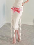 KYLETHOMASW  -  Fashion Floral Print Elegant French Chic Women Skirts Summer Causal Slim Fit Ribbons Skirts
