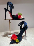 KYLETHOMASW  -  Women's New Pointed, Slim, High-heeled, Toe Toed Sandals with Back Strap, Fashionable Rose Flower Women's Plus Size Sandals