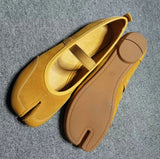 KYLETHOMASW  -  Women's Suede Mary Jane Flats Strap Design Split - Toe Comfortable Casual Shoes Stylish Daily/Lounge Footwear