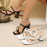 KYLETHOMASW  -  Summer Women's Fashion Sexy Open Toe Thick Heel Slipper High-heeled Shoes Wedding Party Shoe Lady Slipper 5541