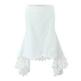 KYLETHOMASW  -  French Style Irregular Summer Midi Skirt Lace White 100% Cotton A-line Casual Women Long Ruffles Y2K Vocation Ladies Skirt Falda