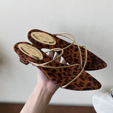 KYLETHOMASW  -  Summer Fashion Pointed Toe Women Heeled Slippers Shoes Shallow Ladies Low Heel Slippers Sandals Shoes Female Slides