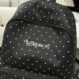 KYLETHOMASW  -  Piano Key Polka Dot Backpack Girls Music Embroidery Large Capacity School Bag Lightweight Nylon Daily Travel Student Rucksack