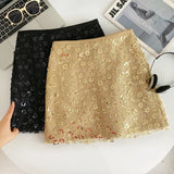 KYLETHOMASW  -     Sweet Hot Girl Sequined Slim-fit Short Skirt Women's Autumn/Winter High-waisted A-line Mini Skirt Fashion Female Clothes