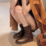 KYLETHOMASW  -  Retro Women's Shoes Handmade Genuine Leather Cowboy Boots for Woman Exquisite Platform Ankle Boots Designer Shoes Botas Feminina