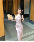 KYLETHOMASW  -  Dresses Women Elegant Off Shoulder Stand Collar Split Vintage Temperament Party Dress Slim Stretch Sexy Ladies Fashion