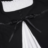 KYLETHOMASW  -  French Sweet Patchwork Contrast Color Fake Two Piece Slim Square Collar Long Sleeve Slim T-Shirts