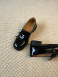 KYLETHOMASW  -  High Quality Patent Leather Loafers Women Fashion Double Narrow Band Buckle Designer Shoes Retro British Style Zapatos De Mujer