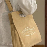 KYLETHOMASW  -  Retro Harajuku Letter Tote Bag Women Corduroy Large Capacity Stripe Shoulder Bag Ladies Korean Commute Versatile Crossbody Bags