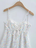 KYLETHOMASW  -  Babydoll design straps adjustable dress women eyelet lace underwire cups summer dress floral print ladies dress