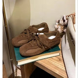 KYLETHOMASW  -  Spring Autumn Women's Vulcanize Shoes Flat Sole Lace-up Hook & Loop Sneakers Women Leisure Retro Ballet Zapatillas De Mujer