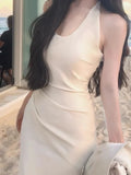 KYLETHOMASW  -  Luxury Slim Fit Long Dresses Elegant Sexy White Cambridge Blue Evening Dresses Spring Neck-Mounted Backless Mermaid Vestidos