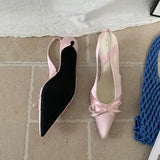 KYLETHOMASW  -  Fashion Butterfly-Knot Women Medium Heels Pumps Shoes Female Slingbacks Footwear Shallow Ladies Thin Heels Shoes Sandals