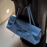 KYLETHOMASW  -  Sweet Cute Bow Underarm Bag Women Blue Leather Large Capacity Shoulder Bags Ladies Fashion Casual Commute Versatile Handbag Chic